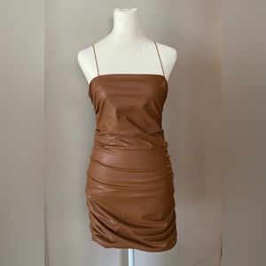 Forever 21 leather ruched dress